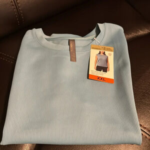 Mondetta Ladies' Soft Ribbed Short Sleeve Active Top, Adriatic Blue XXL